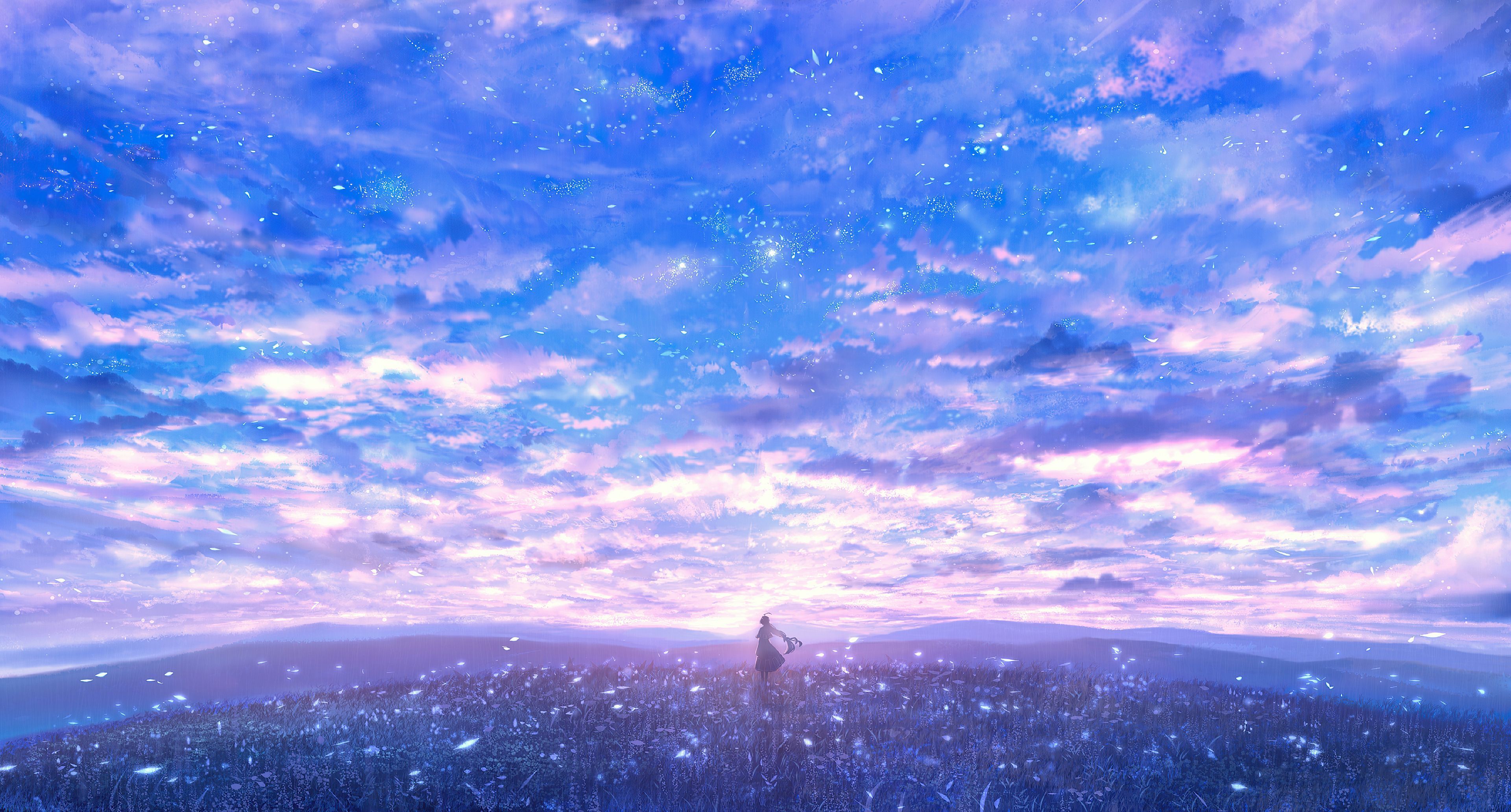3840x2065 Lavender Cute Anime Wallpaper