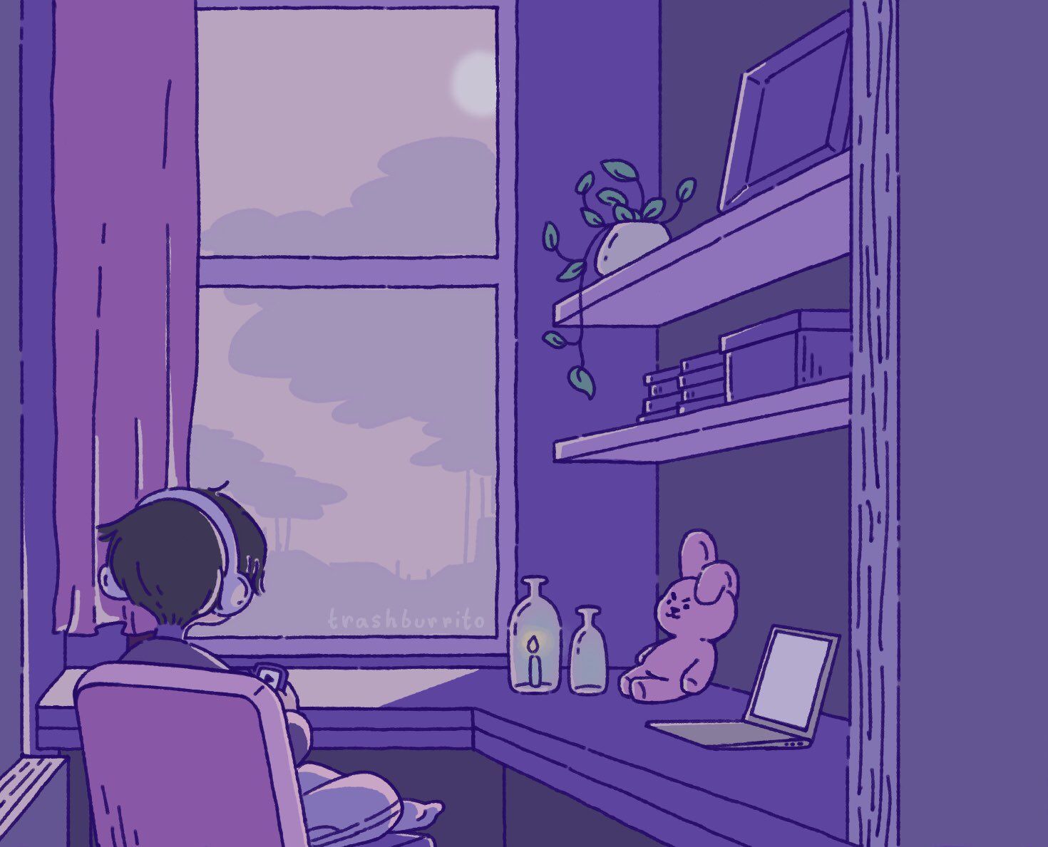 1470x1189 Purple aesthetic, Aesthetic anime
