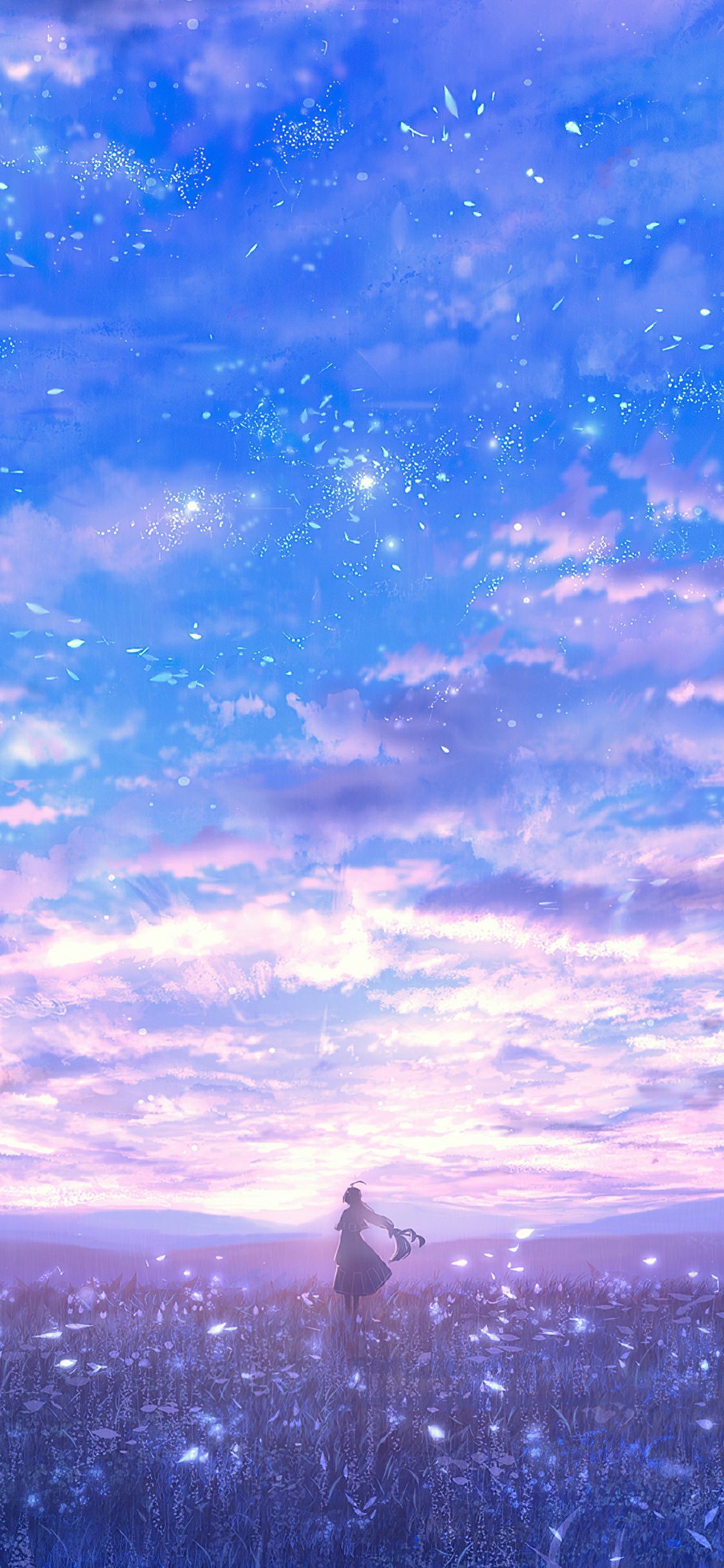 1125x2436 Girl In Lavender Field Alone