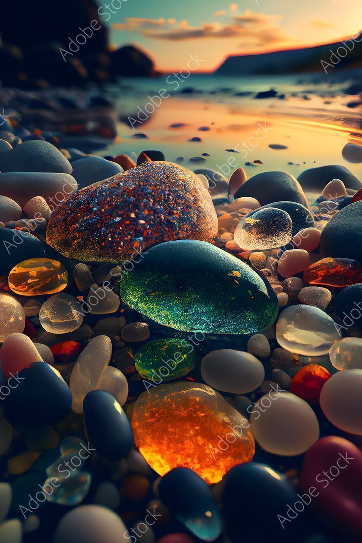736x1104 Pebbles on the Beach Wallpaper