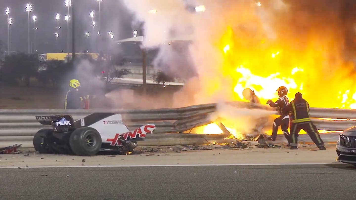 1440x810 F1 Driver Romain Grosjean Survives