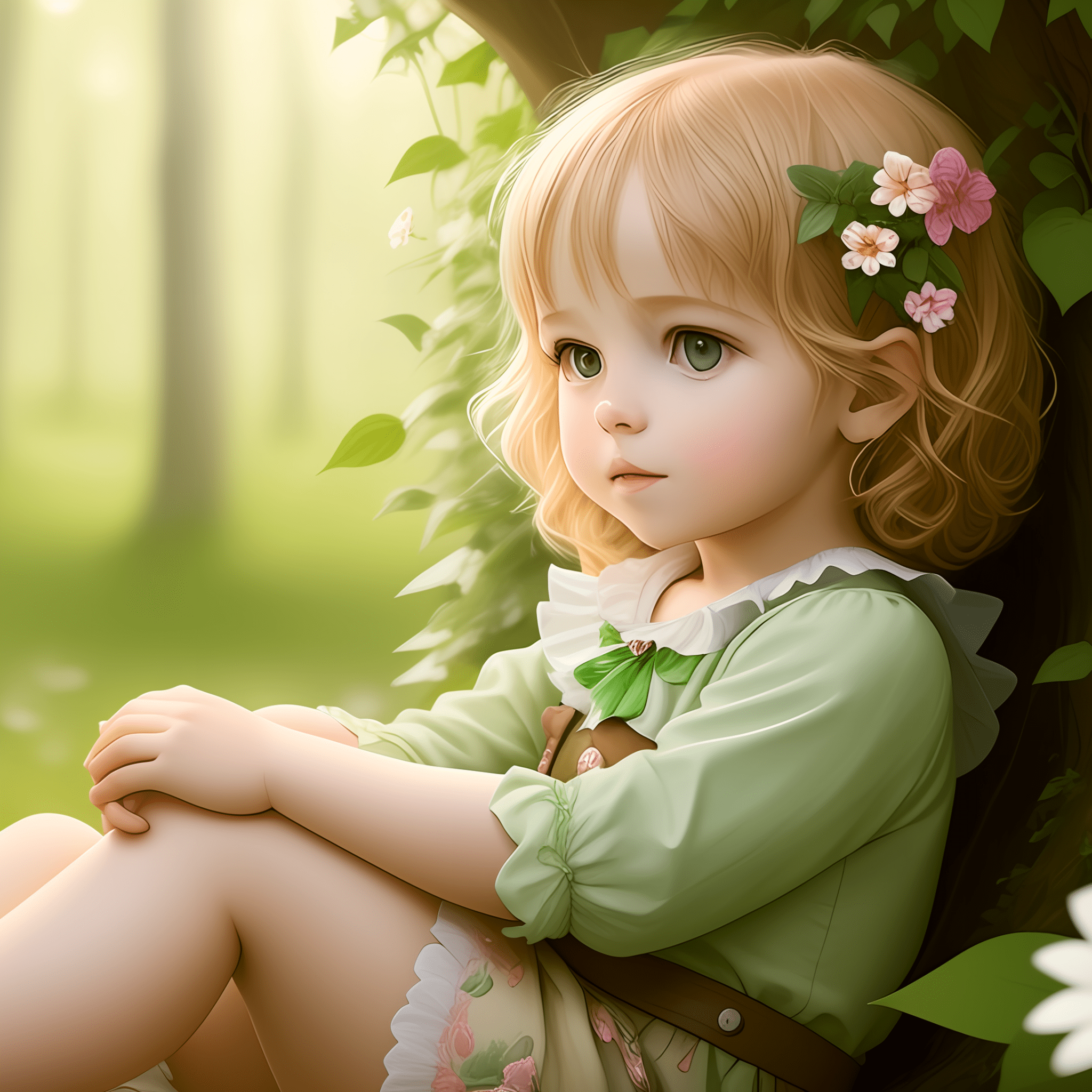 2048x2048 Cute child Wallpaper 4K, AI art, Spring, Surreal, Adorable