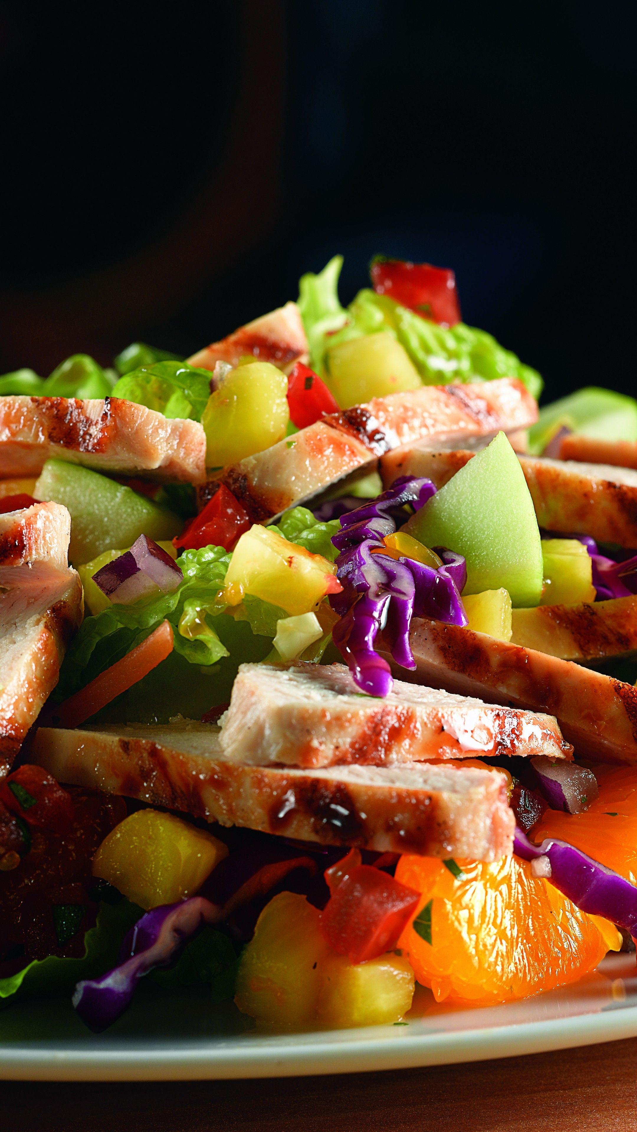 2160x3840 Wallpaper Tropical Chicken Salad, apple, orange, pineapple