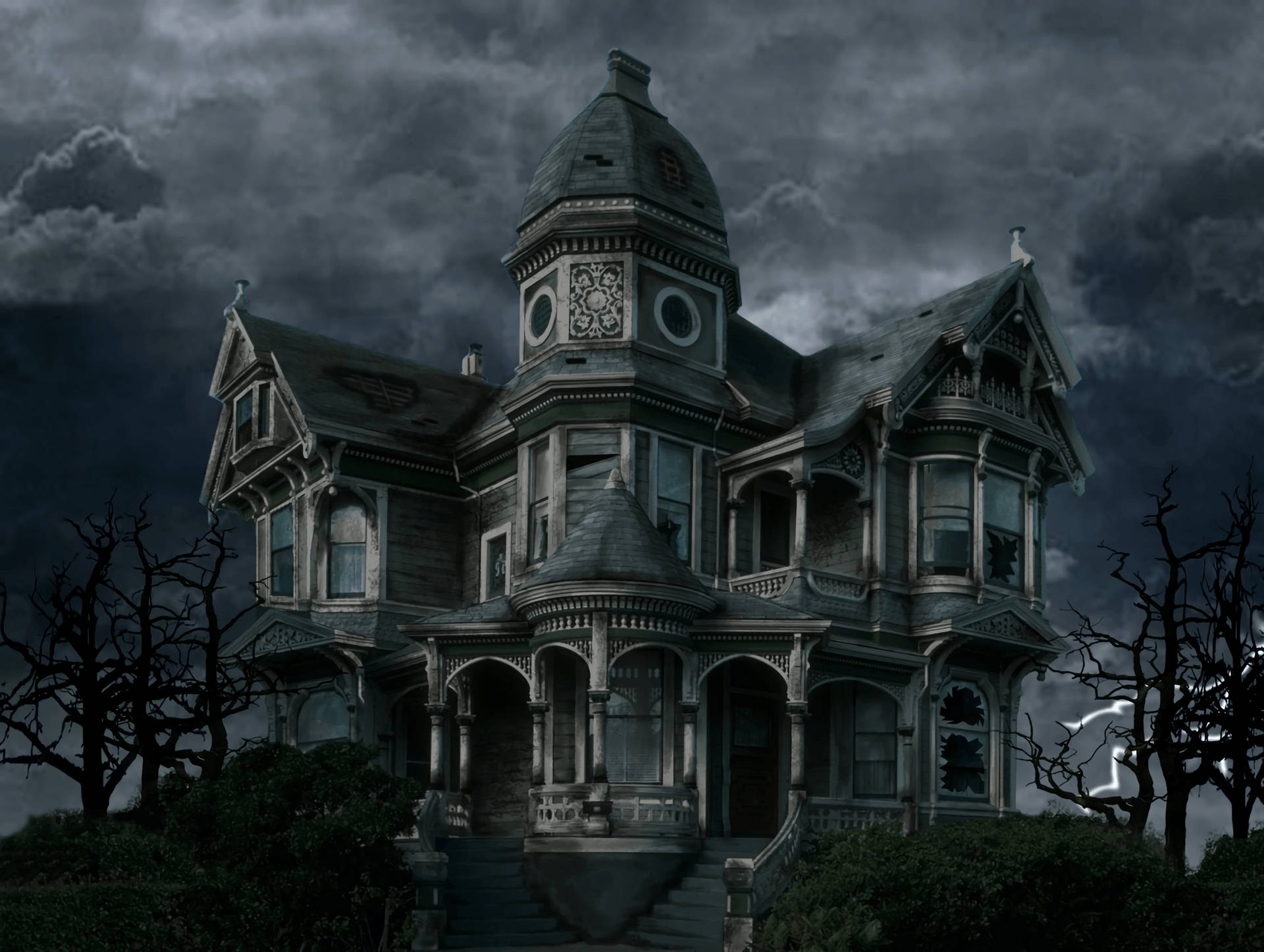 1920x1446 Victorian Haunted House Art Wallpaper