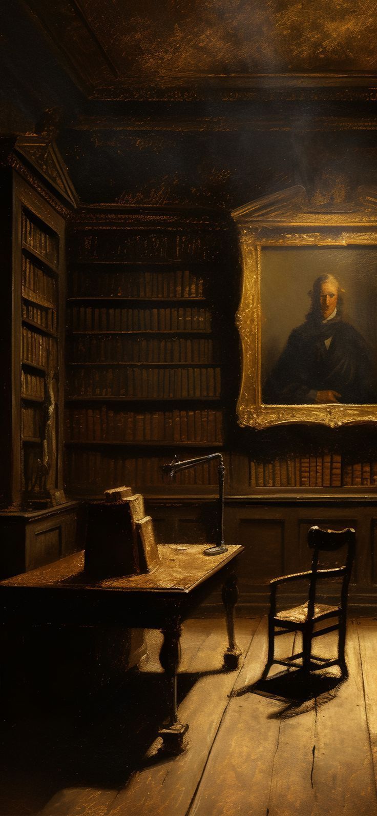 736x1592 Dark Academia Decor, Vintage Library