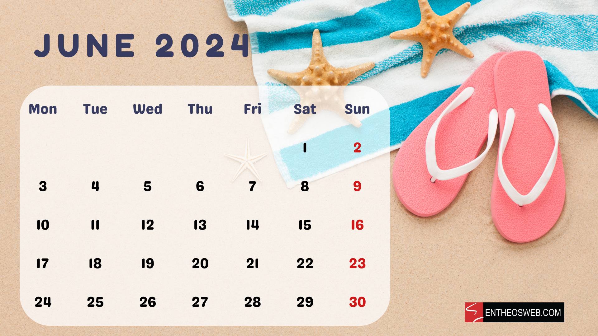 1920x1080 June 2024 Calendar Wallpaper