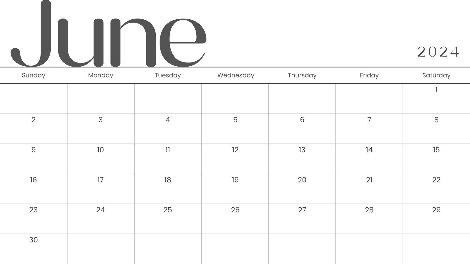 1600x900 June 2024 calendar templates