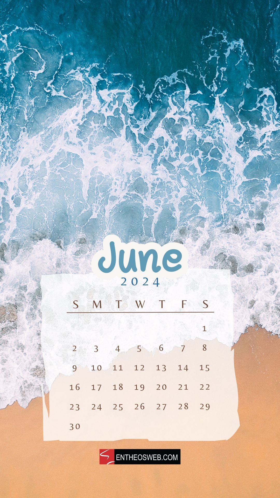 1080x1920 June Calendar Phone Wallpaper