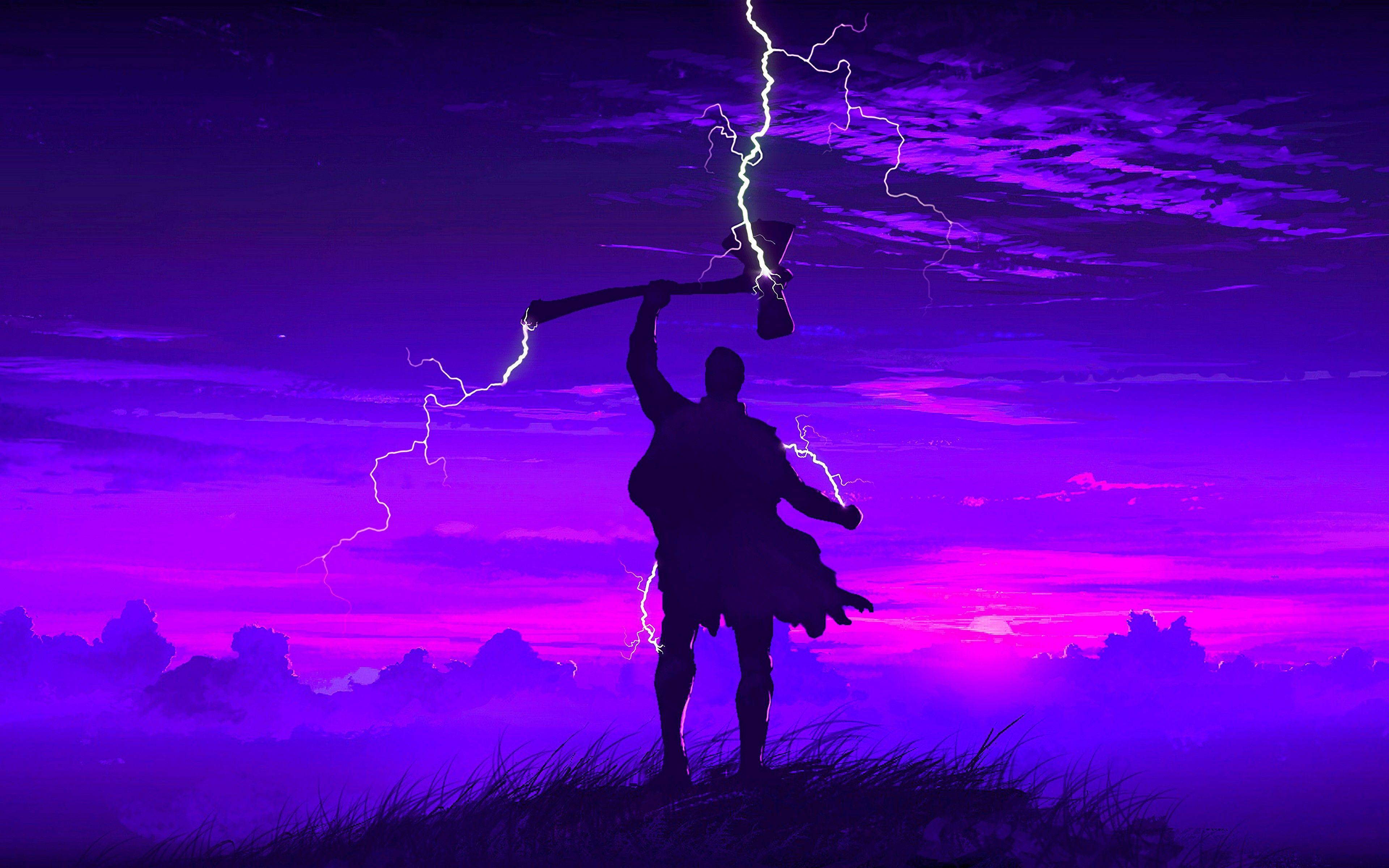 3840x2400 Avengers: Endgame Thor Stormbreaker Minimalist 4K Wallpaper