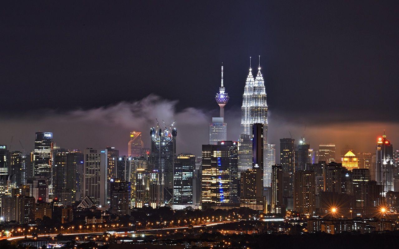 1280x800 image Kuala Lumpur Malaysia Night Skyscrapers Cities