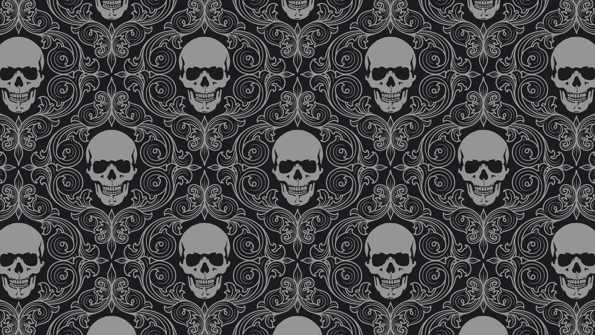 1920x1080 Design HD Wallpaper > Texture, Skulls, Symmetry, Monochrome