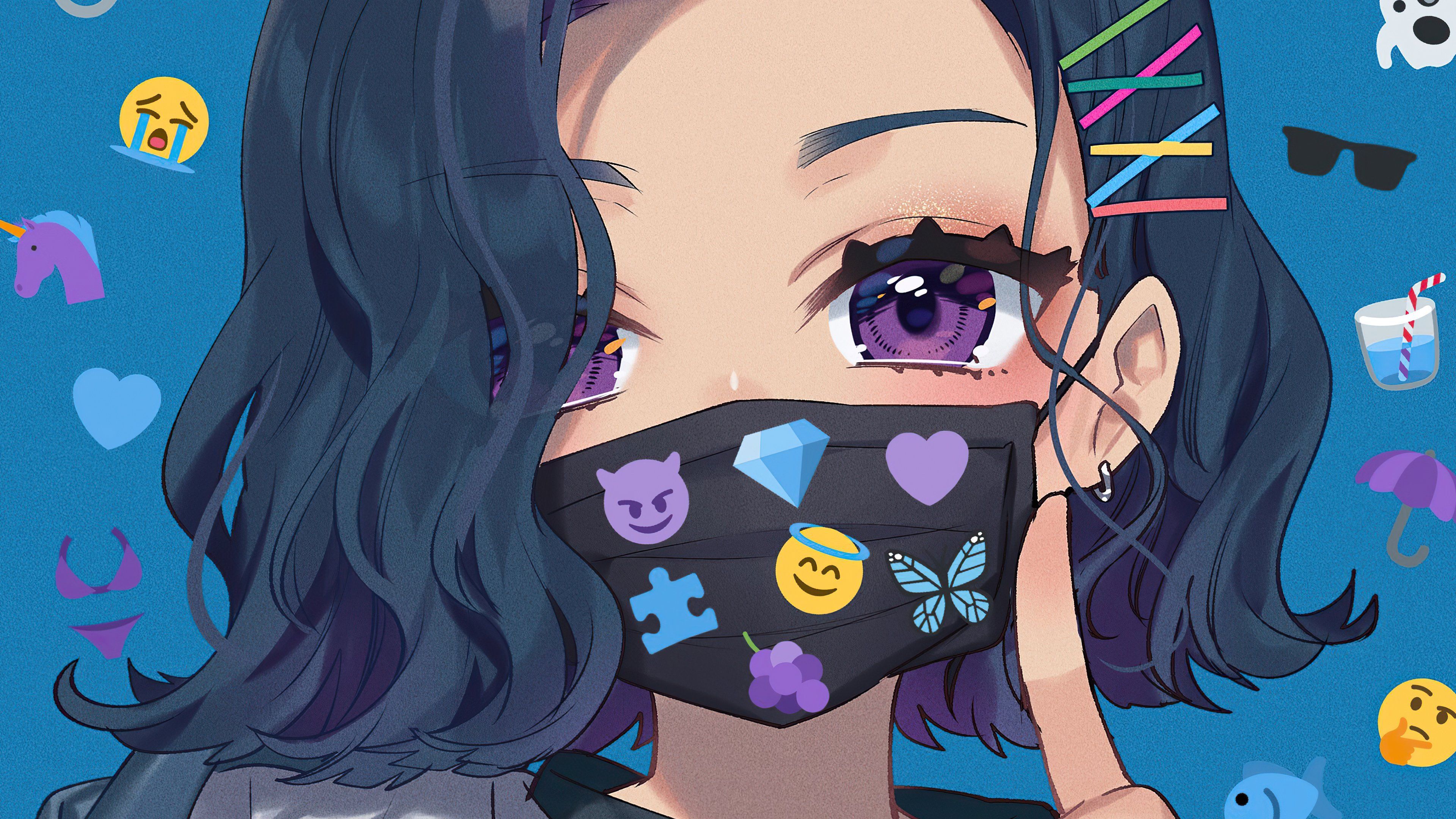 3840x2160 purple eyes with mask Wallpaper 4k HD