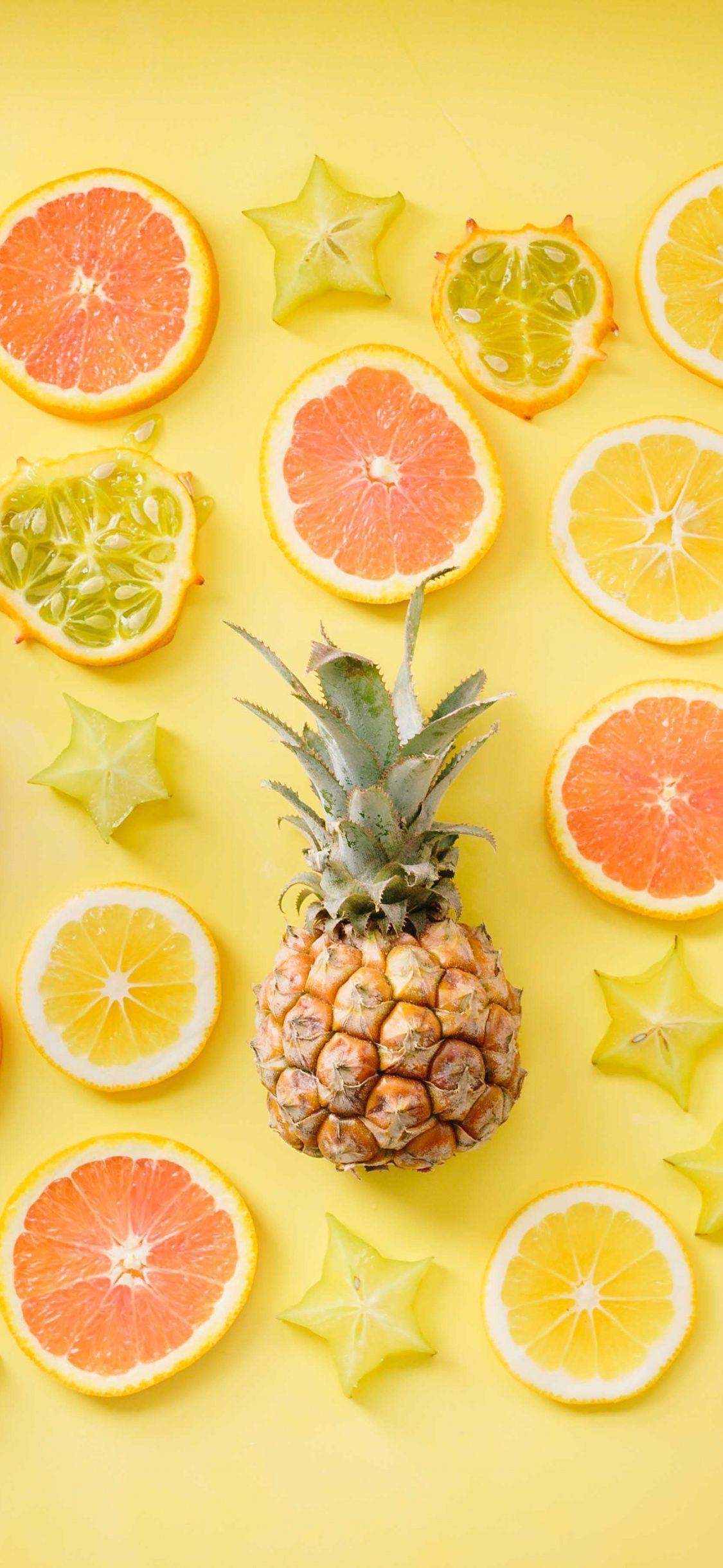 1125x2436 Download 1125x2436 wallpaper citrus, lemon, pineapple