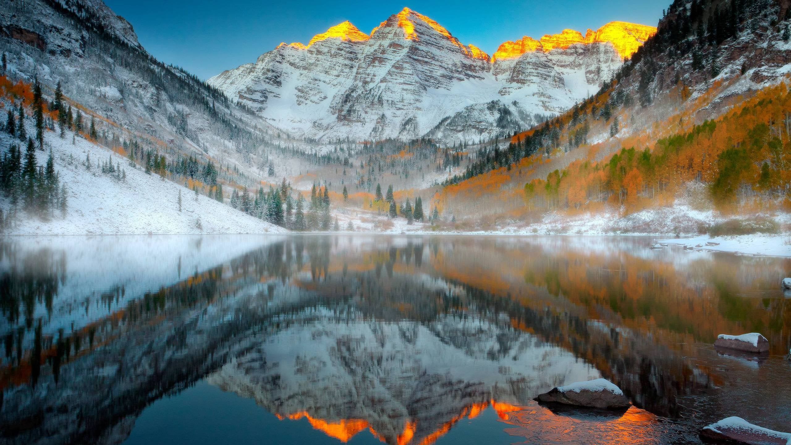2560x1440 BOT Maroon Bells Sunrise In Winter