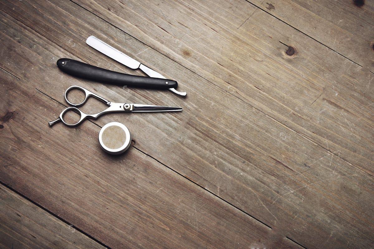 1200x800 Vintage Barber Shop Equipment On Wood Background With