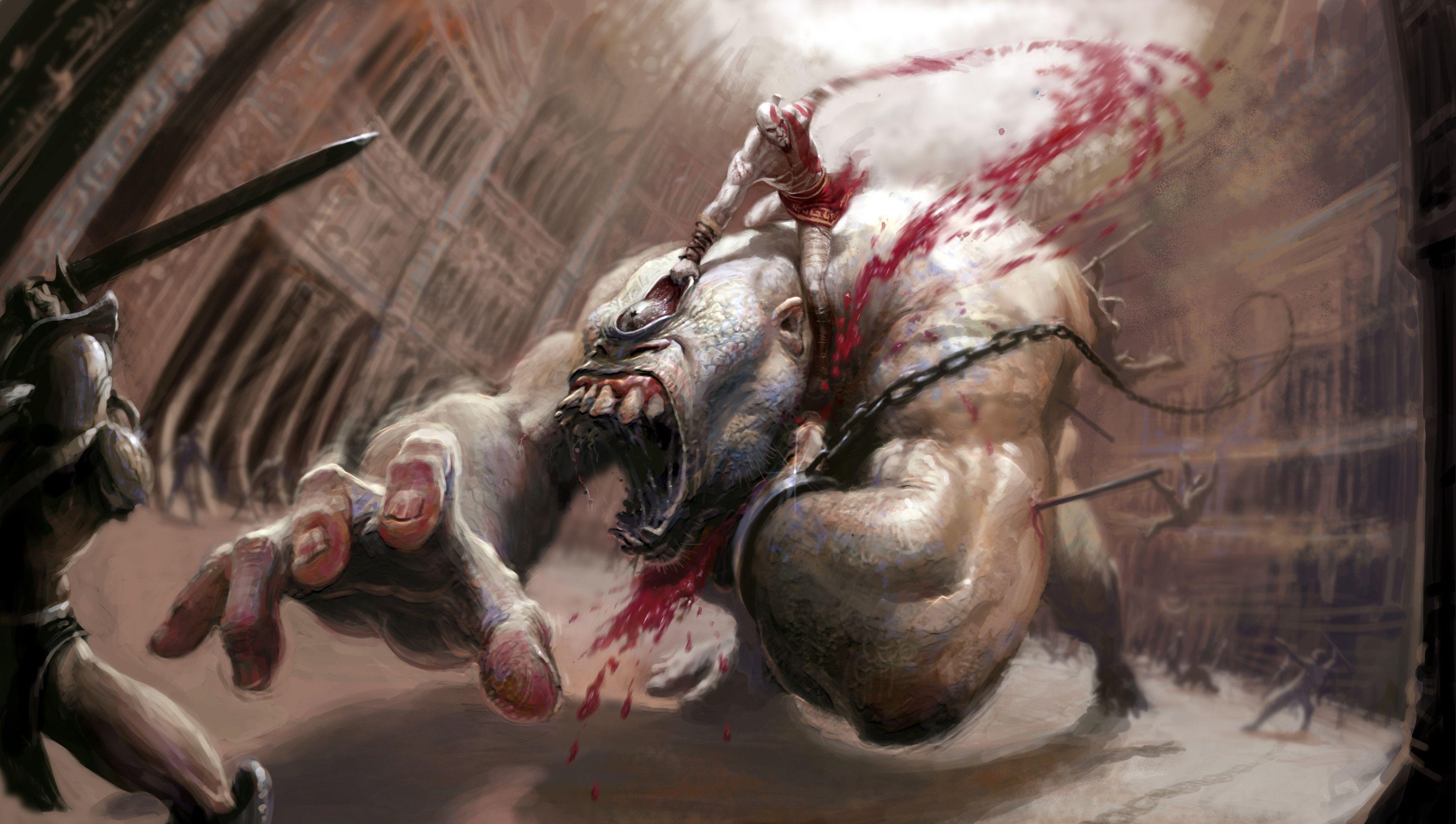 3555x2011 God of War 3 Wallpaper