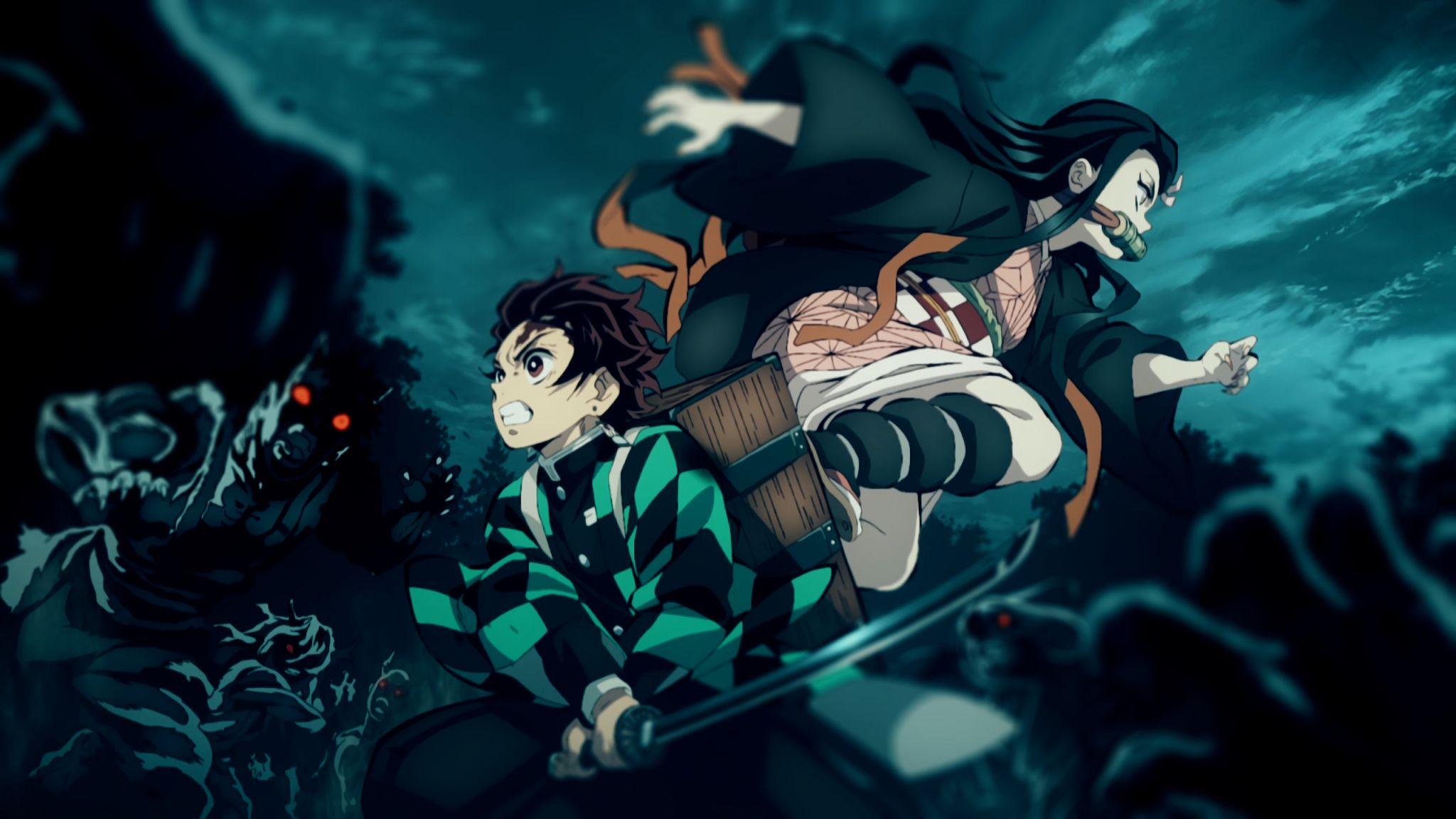 2048x1152 Tanjirou and Nezuko 2048x1152 Resolution Wallpaper