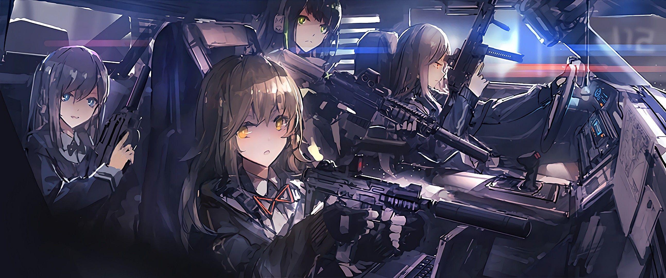 2587x1080 #weapon, #anime, #anime girls, #gun, #original