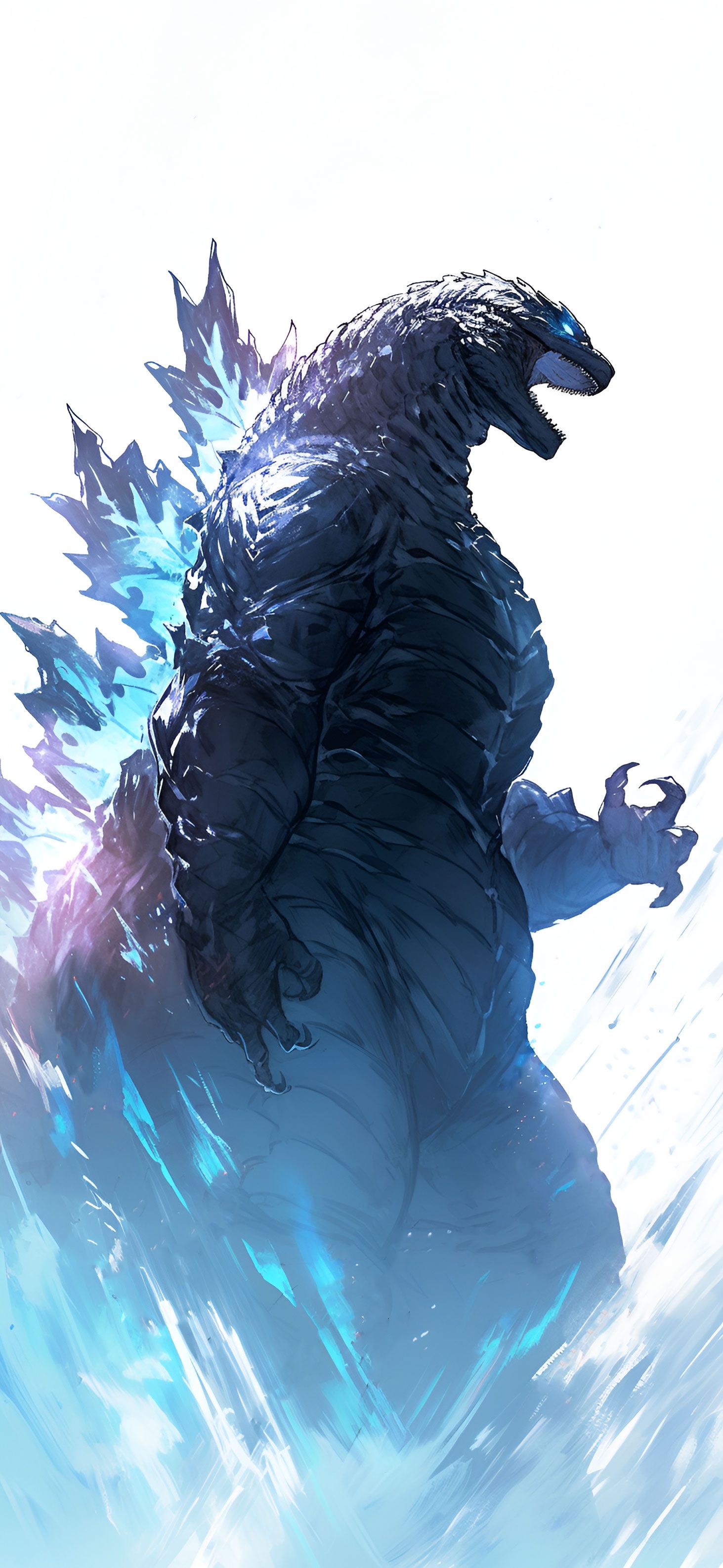 1463x3171 Ferocious Godzilla White Wallpaper
