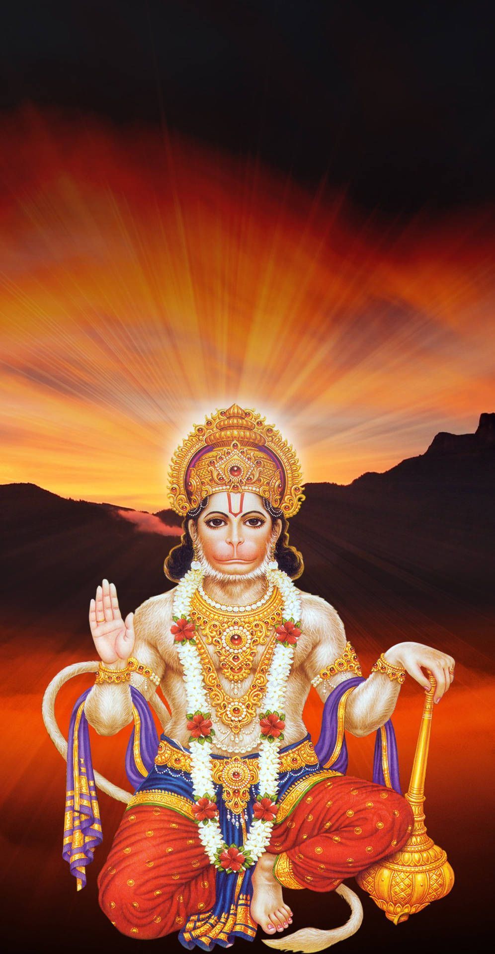 996x1920 Download free God Hanuman Red Horizon