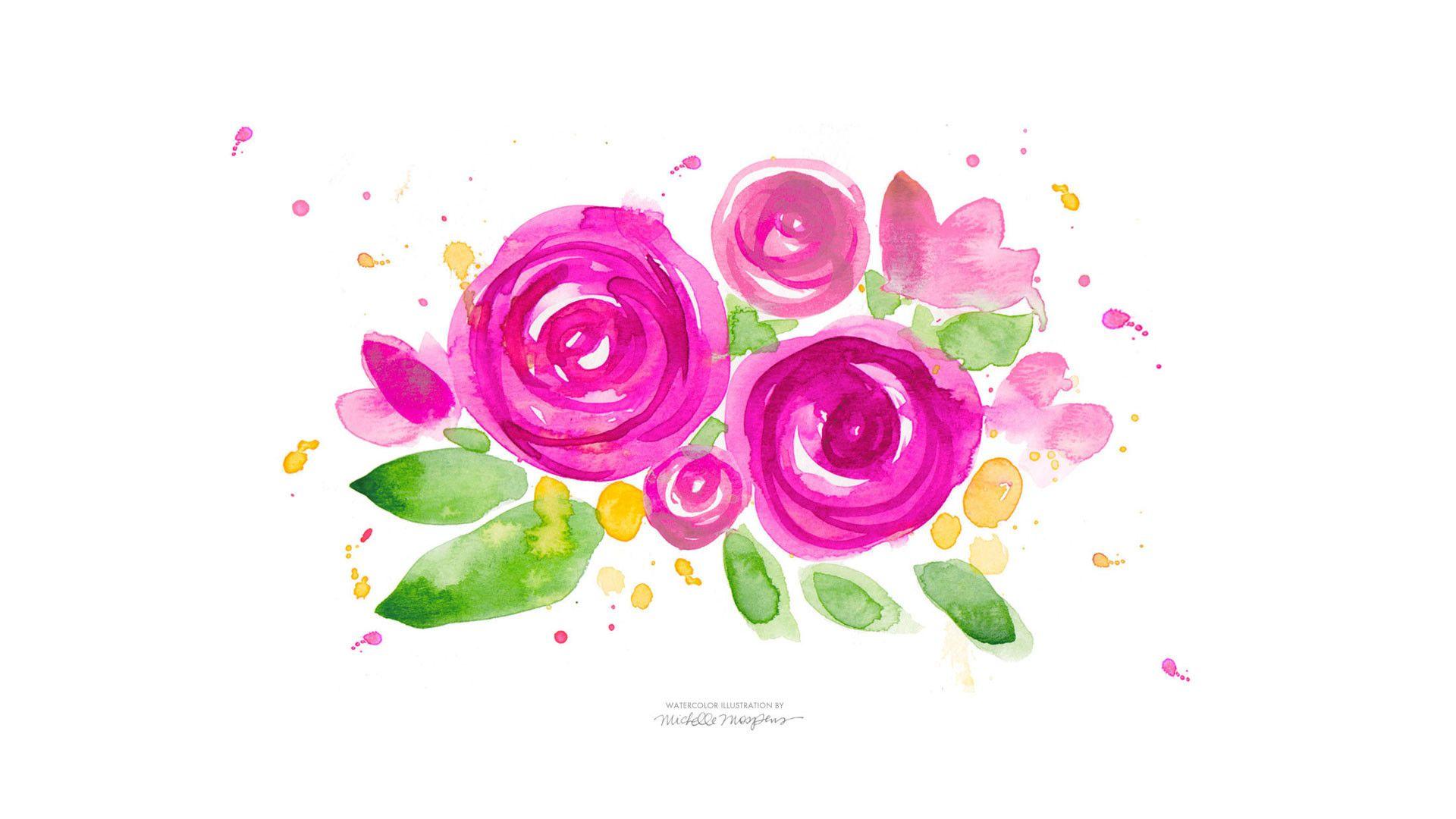 1920x1080 Watercolor Flowers hình nền