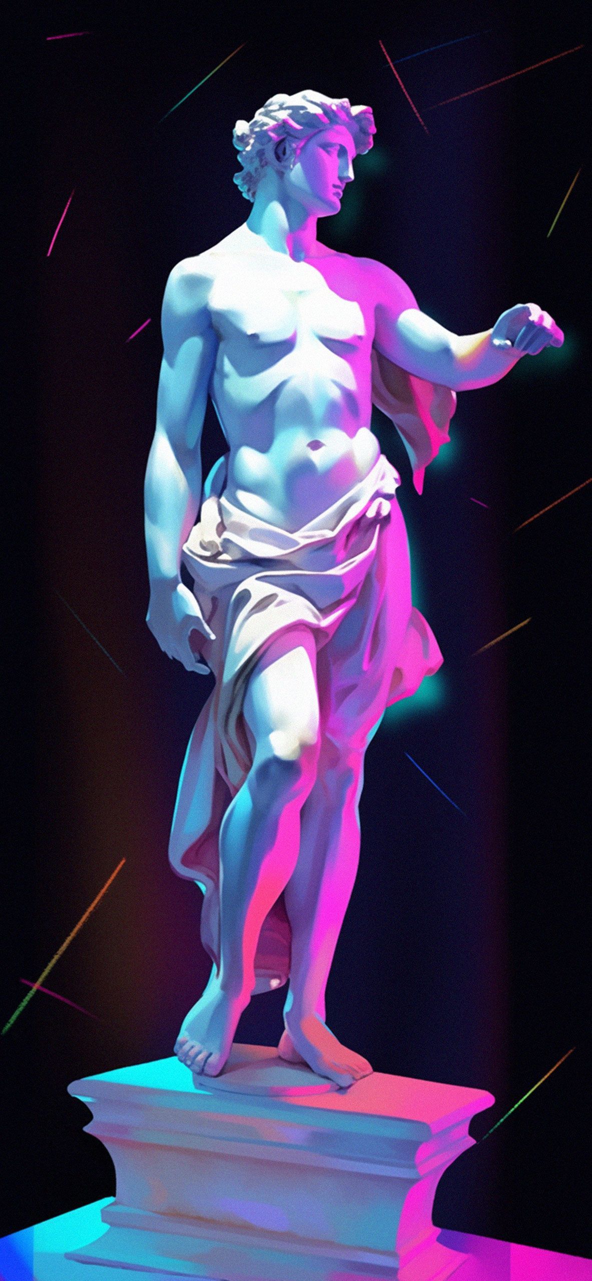 1183x2560 David Statue Black Art Wallpaper