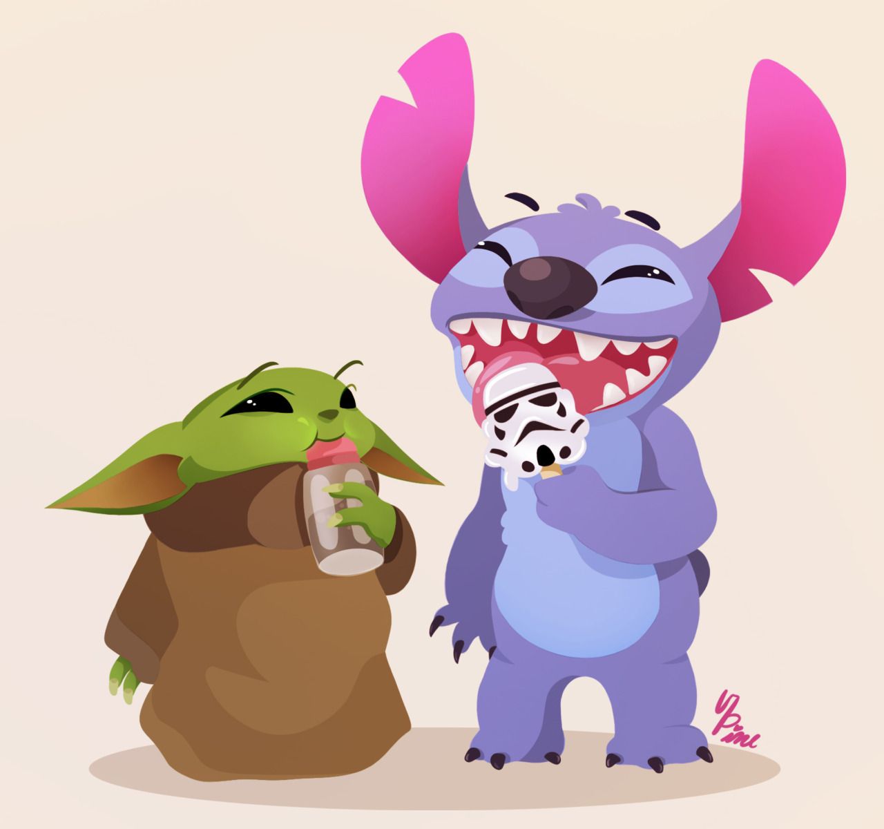 1280x1200 Stitch And Baby Yoda Wallpaper