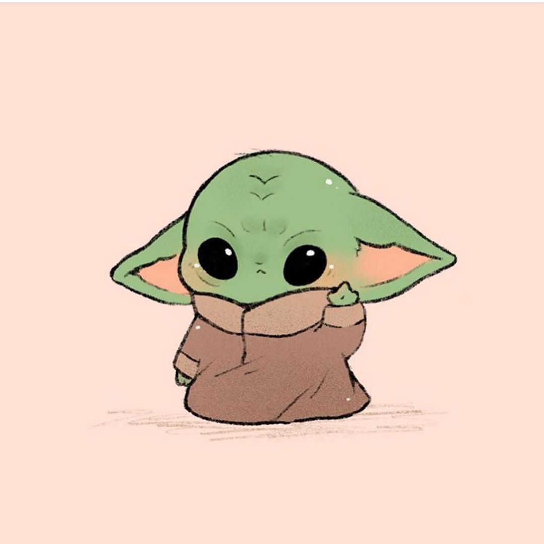 1080x1080 Cute Baby Yoda Drawings Wallpaper