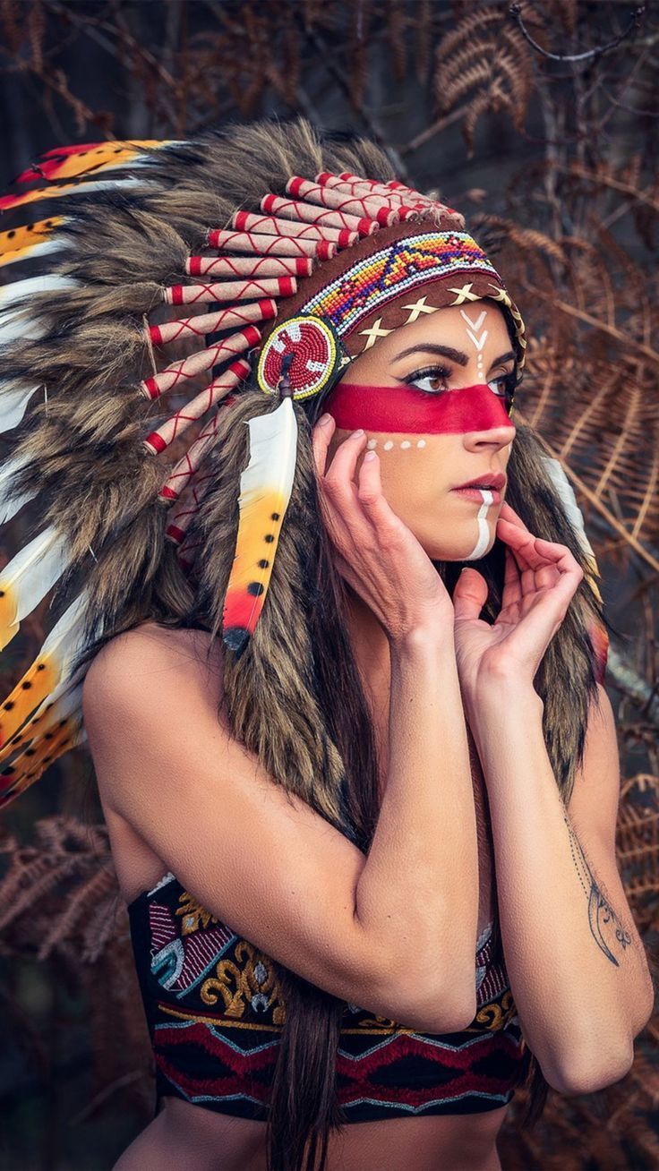 736x1308 Girl Headdress Native American 4K Ultra