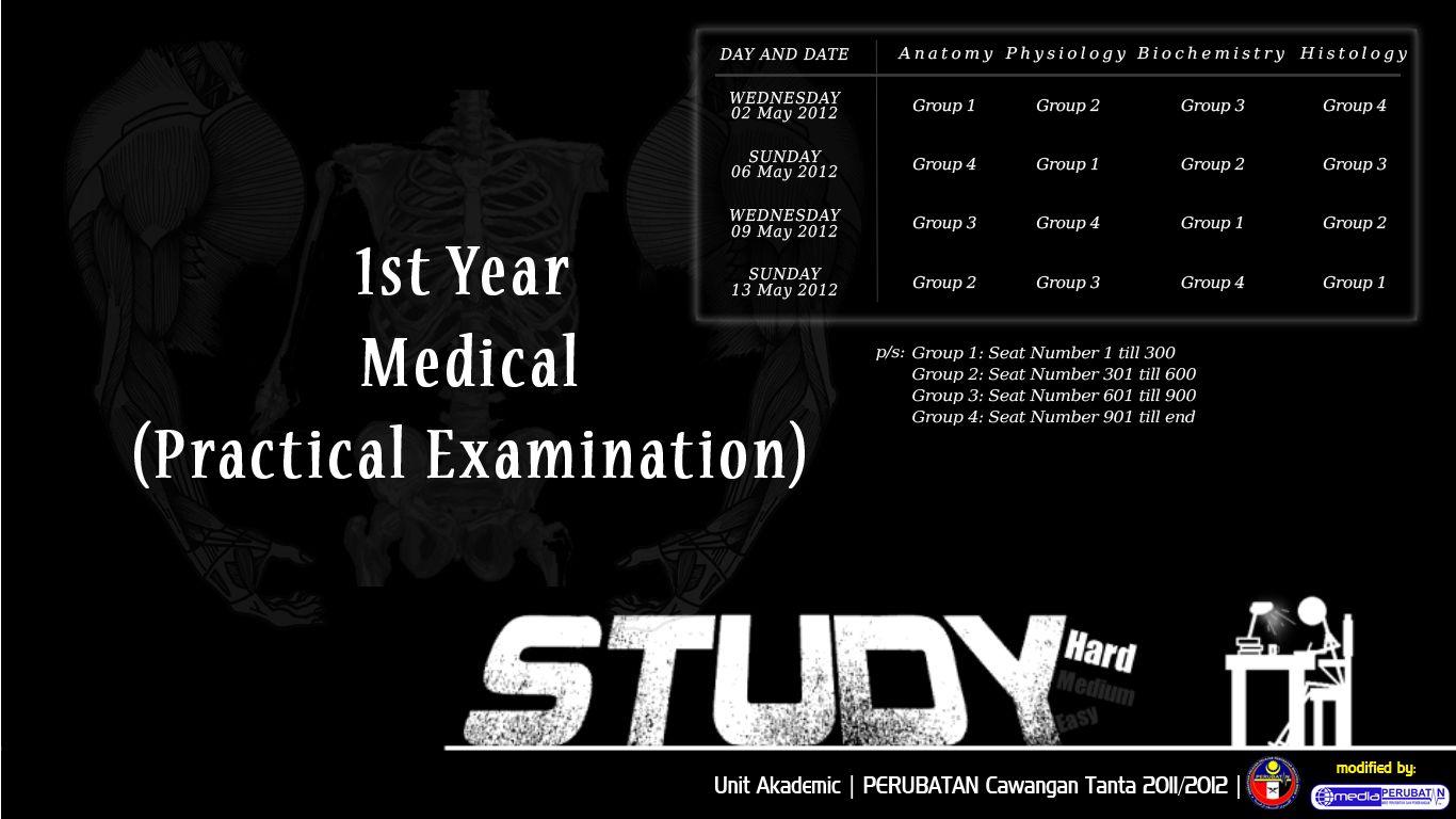 1366x768 Practical Examination Schedule- with design. PERUBATAN