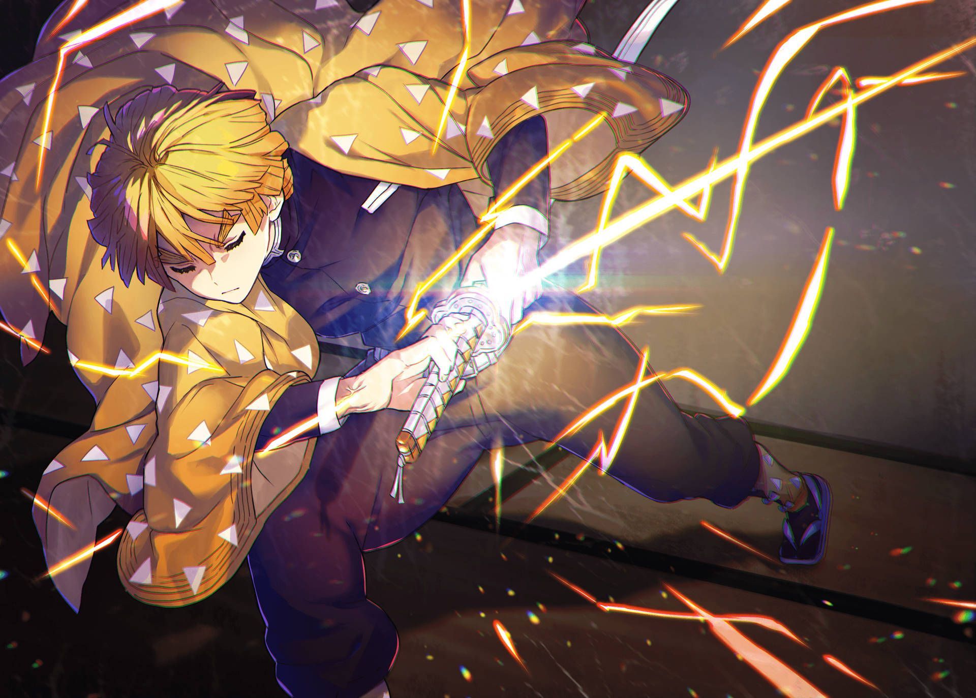 1920x1373 Demon Slayer Zenitsu Sword Wallpaper