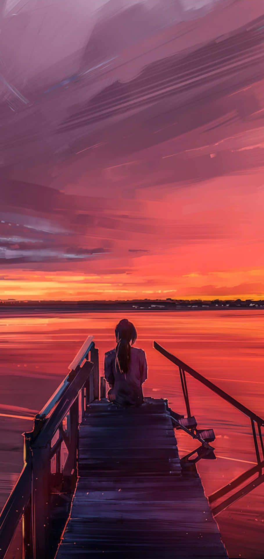 909x1920 Single Woman In Anime Scenery Wallpaper