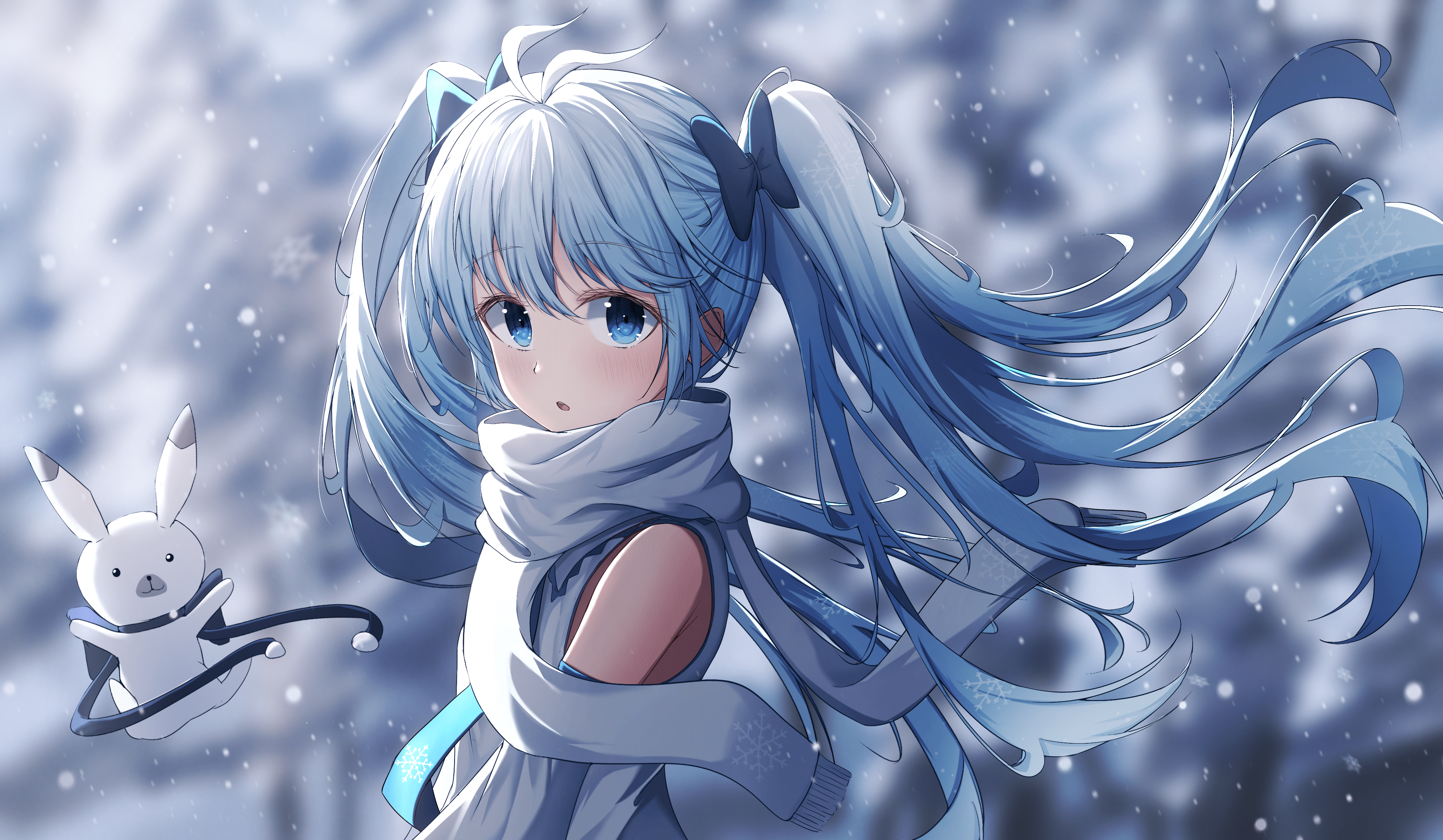 3908x2276 Download Blue Eyes Snow Hatsune Miku
