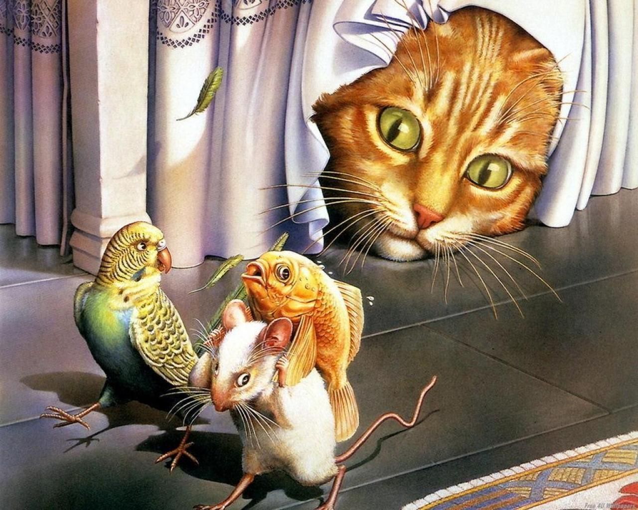 1280x1024 Cartoon cat