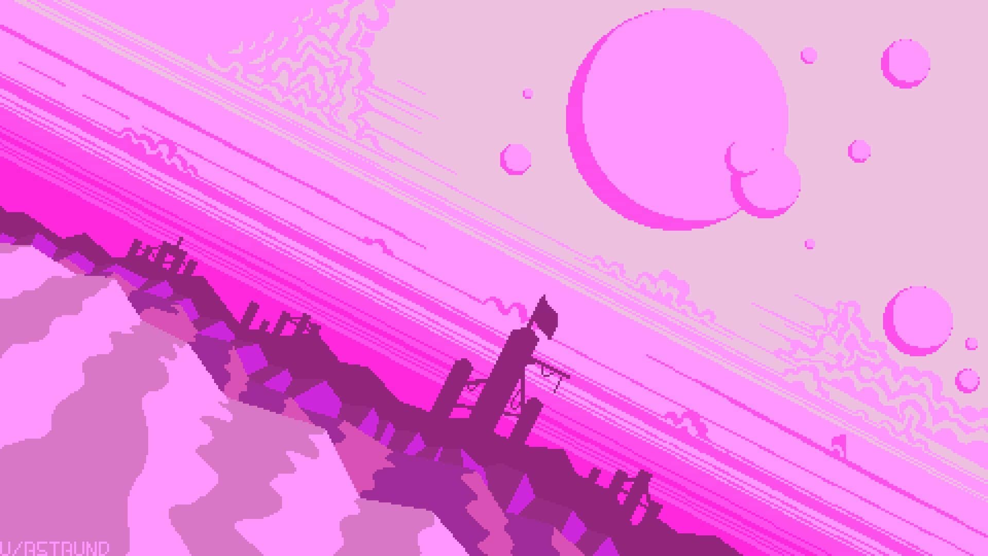 1920x1080 Pink Pixel Art Wallpaper