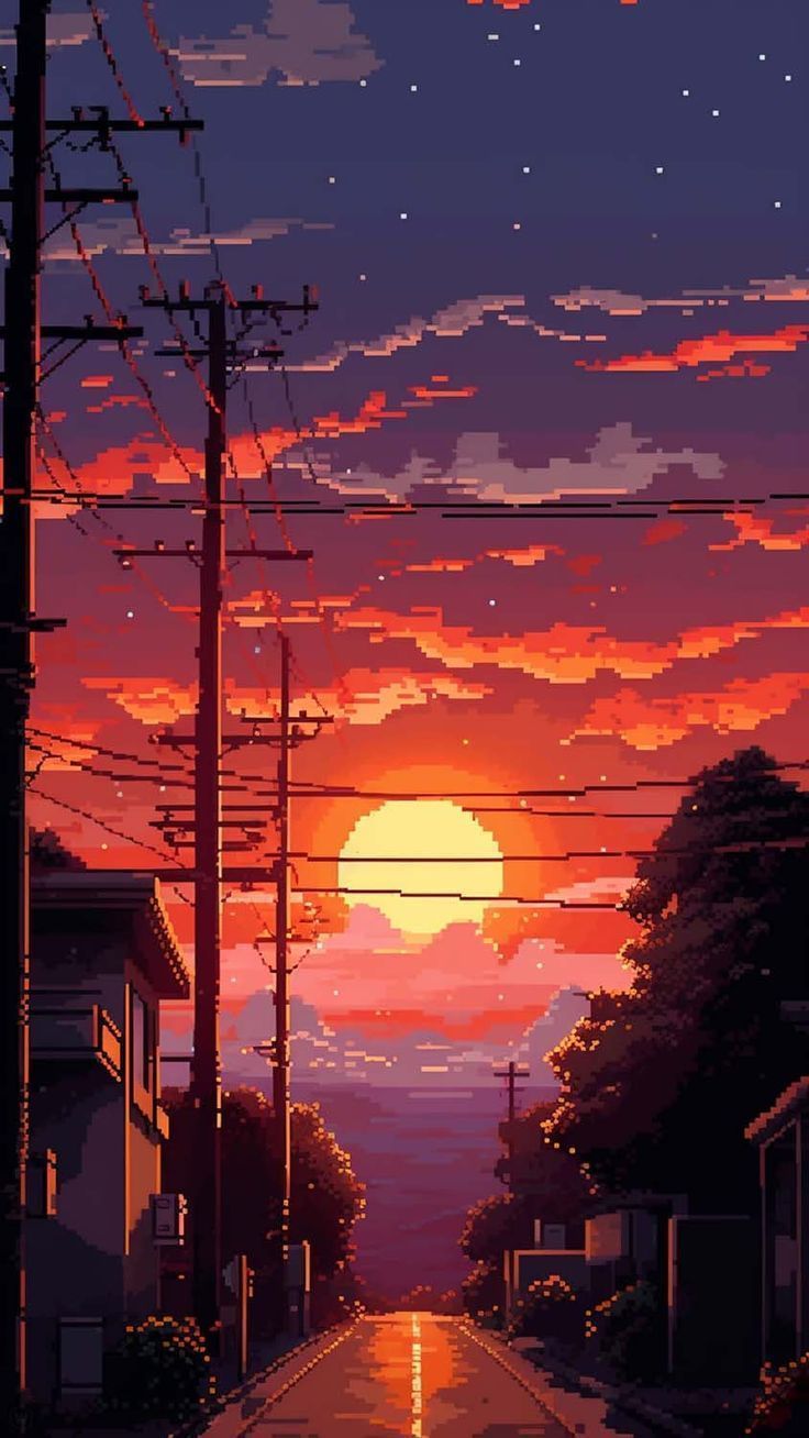 736x1308 Pixel Sunset iPhone Wallpaper 4K