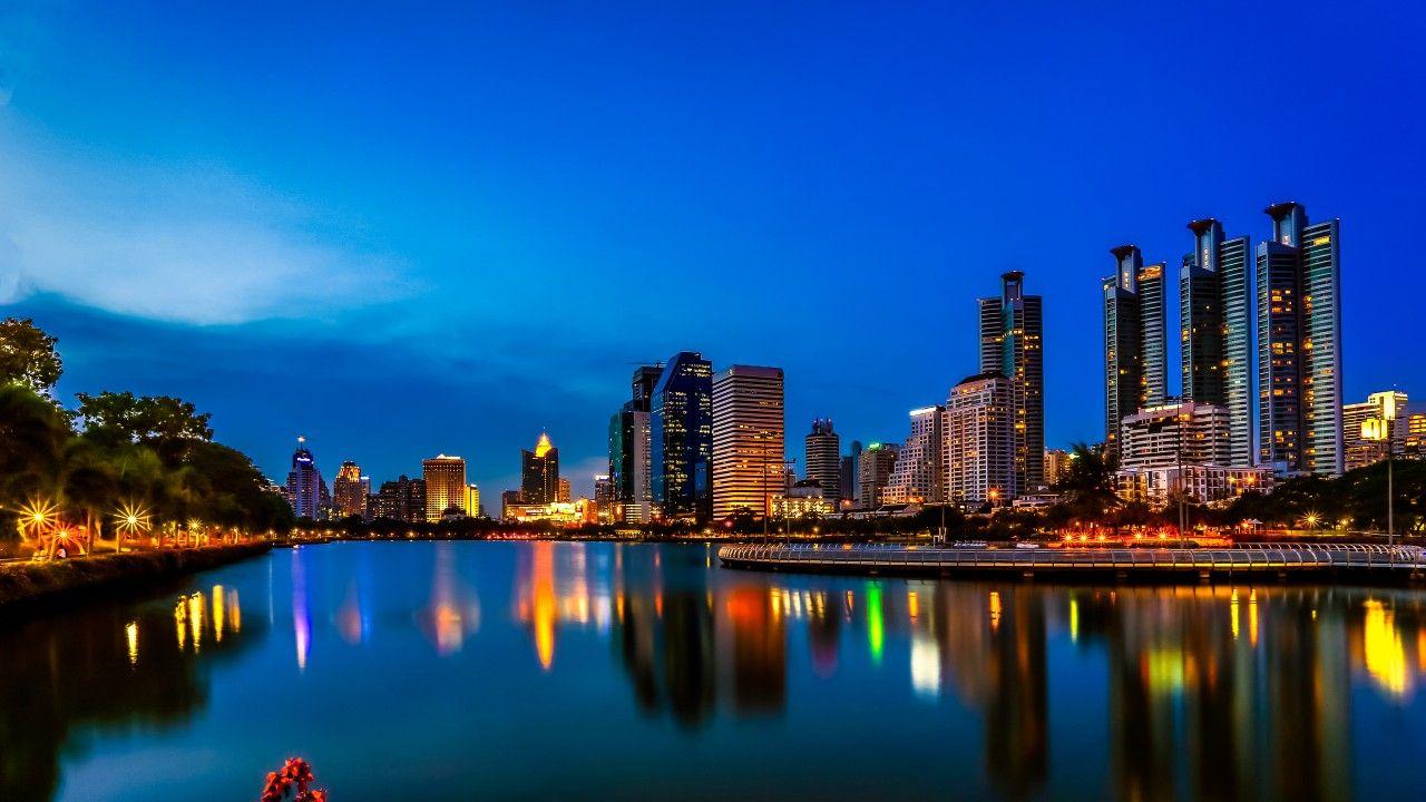 1280x720 Wallpaper Bangkok, Nightscape, Thailand, 4K, World