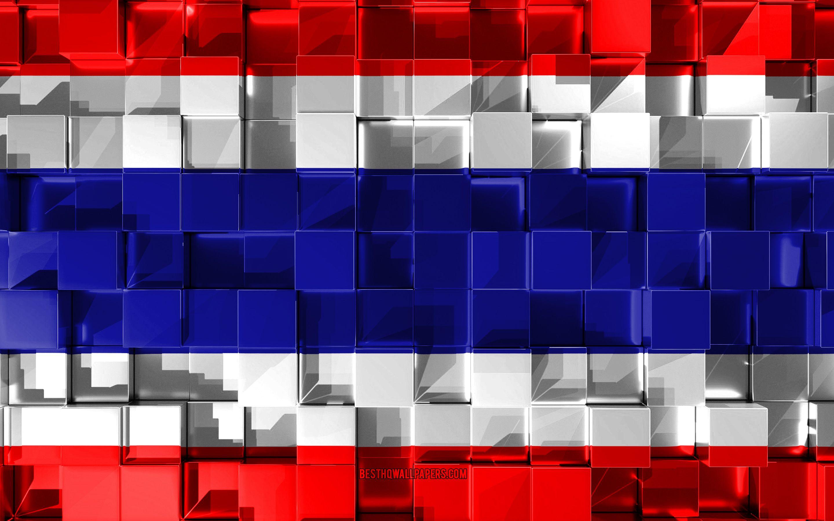 2880x1800 Download wallpaper Flag of Thailand, 3D flag, 3D cubes