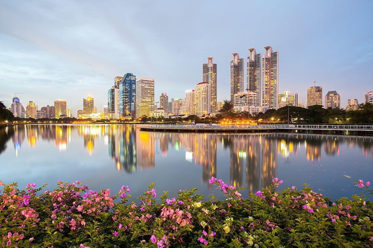 1280x853 Wallpaper Bangkok Thailand park Waterfront Skyscrapers Cities