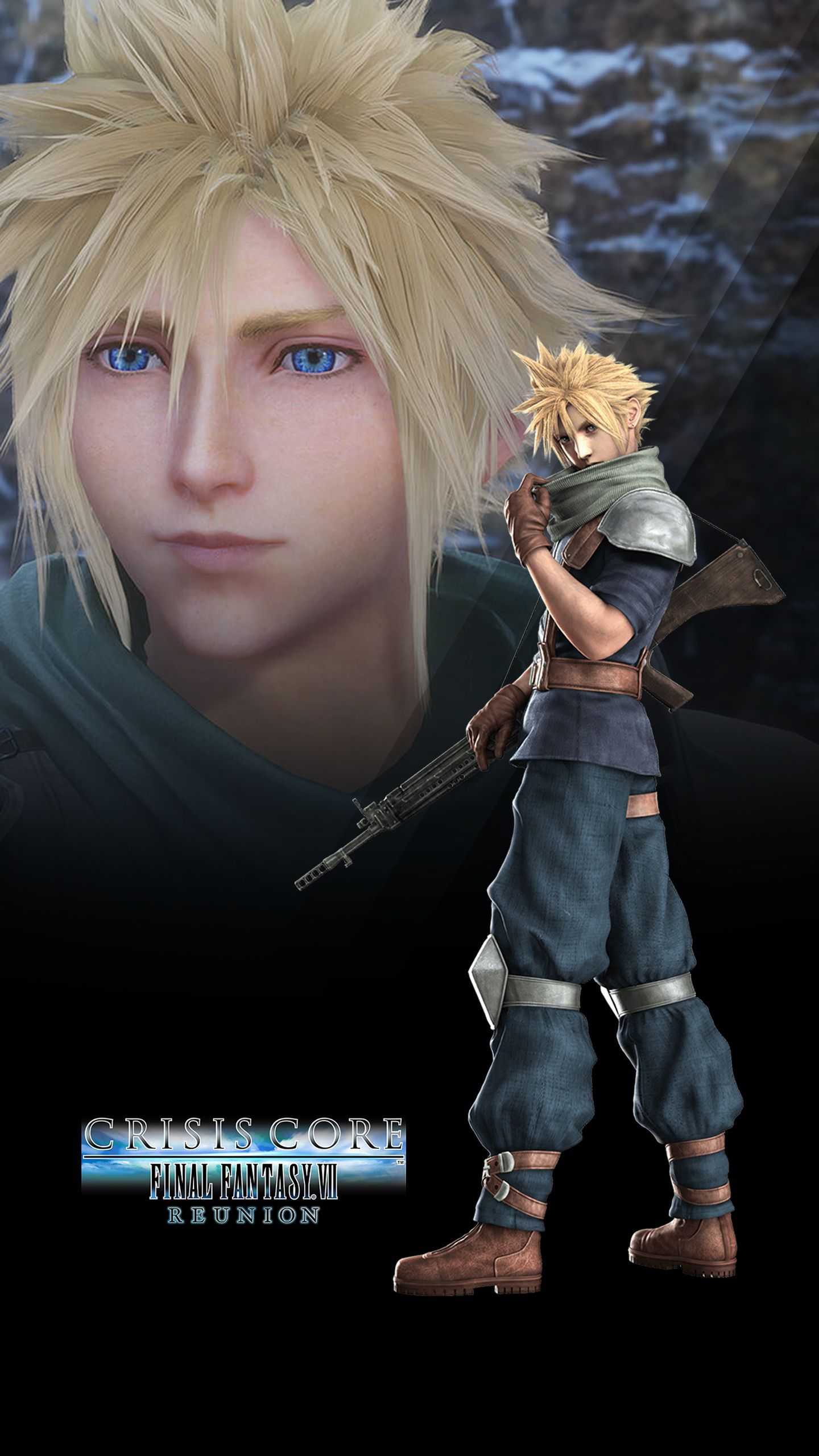 1440x2560 Crisis Core: Final Fantasy VII Cloud Strife Wallpaper with Monocle