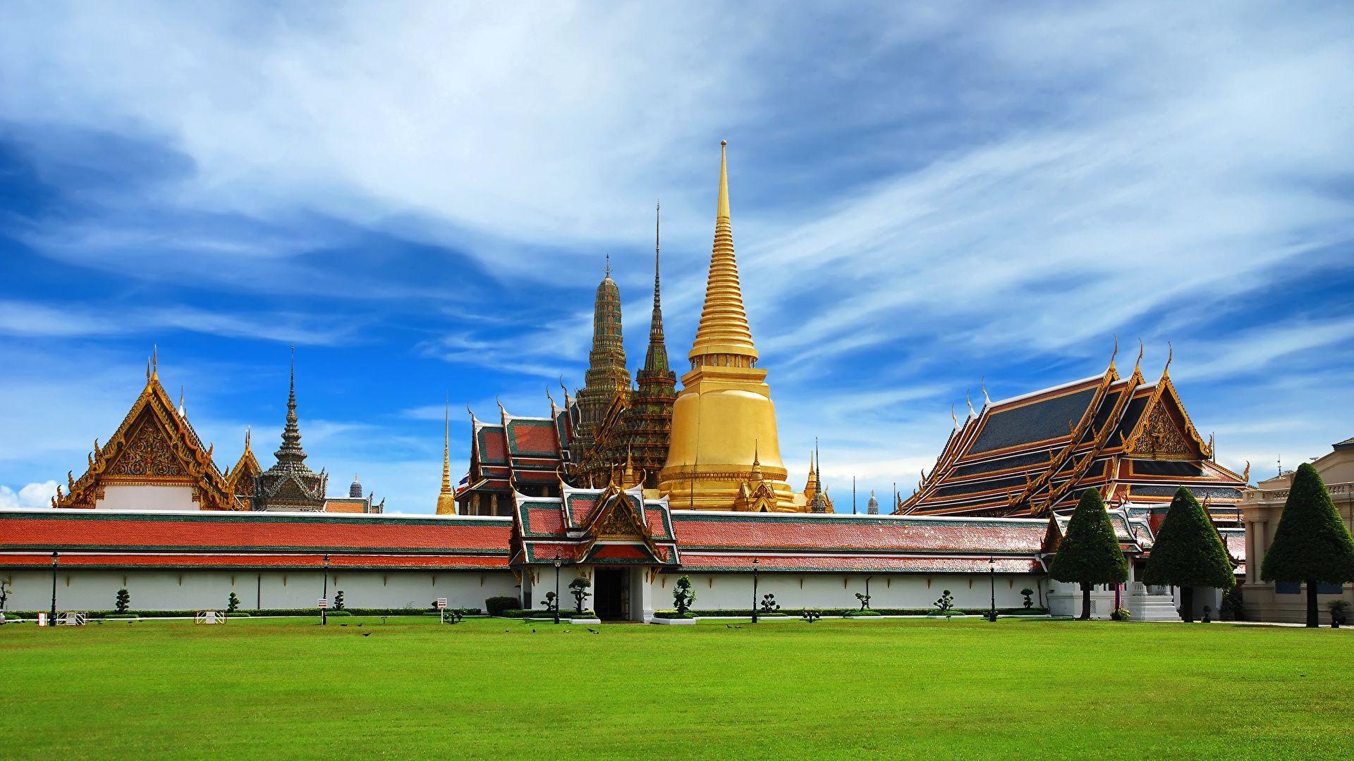 1920x1080 Photos Thailand Lawn temple Cities 1920x1080