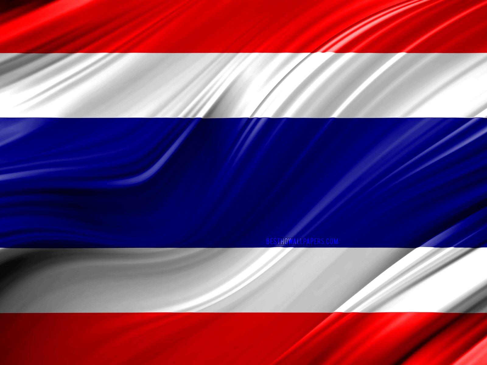 1600x1200 4k, Thai flag, Asian countries, 3D waves, Flag of Thailand
