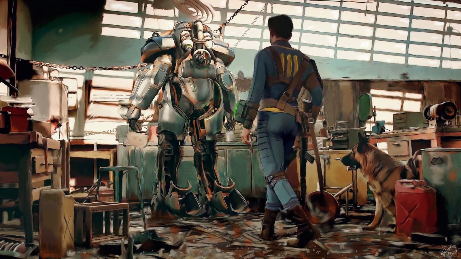 1600x900 Power Armor (Fallout), Dogmeat (Fallout