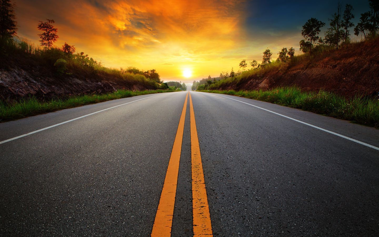 1440x900 Sunrise Sunset Road Wallpaper