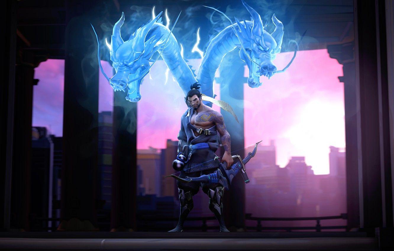 1332x850 Wallpaper bow, Archer, dragon, overwatch, hanzo, Hanzo