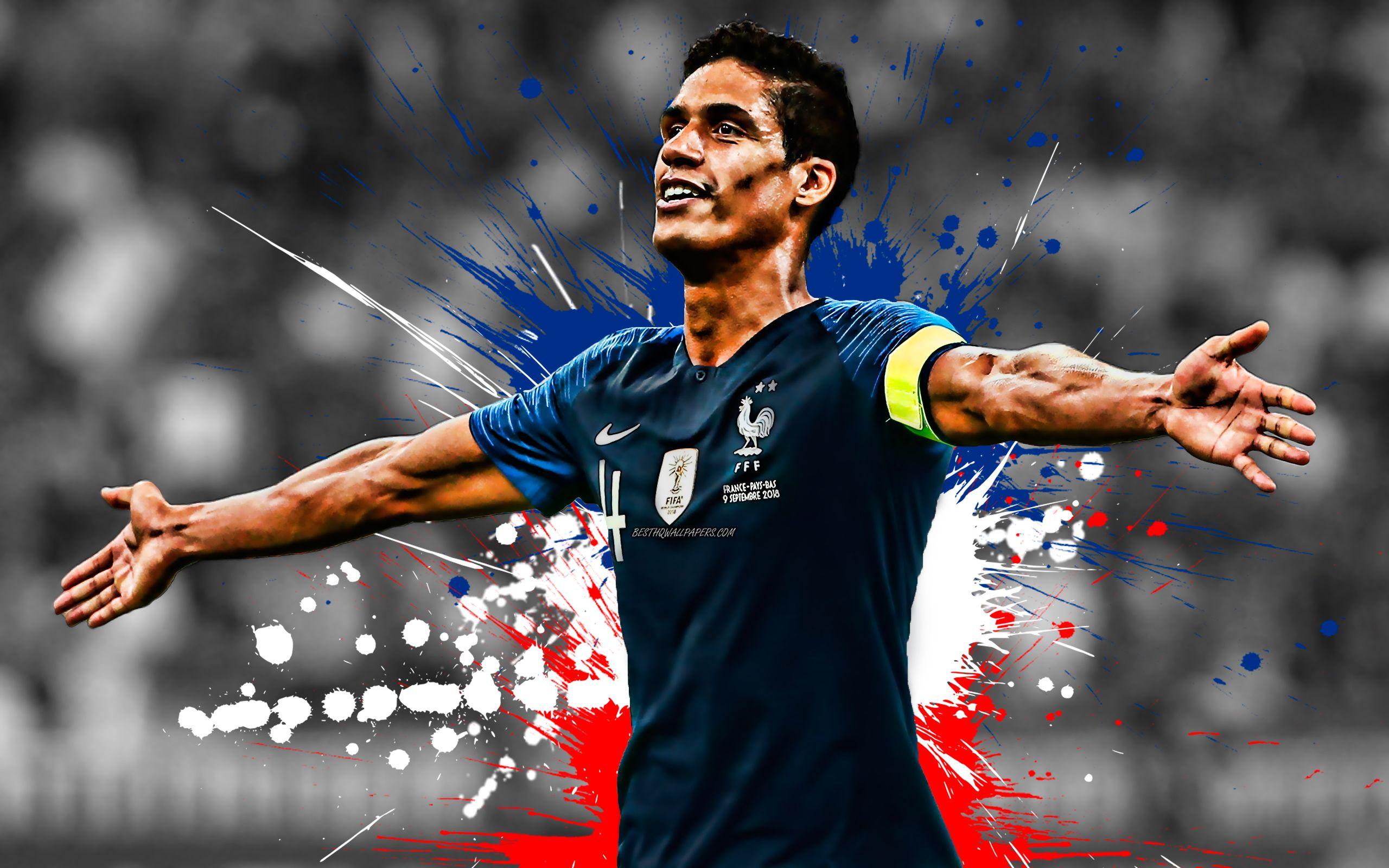 2560x1600 Download wallpaper Raphael Varane, France national football team, striker, french football player, creative flag of France, paint splashes, France, football for desktop with resolution 2560x1600. High Quality HD picture wallpaper
