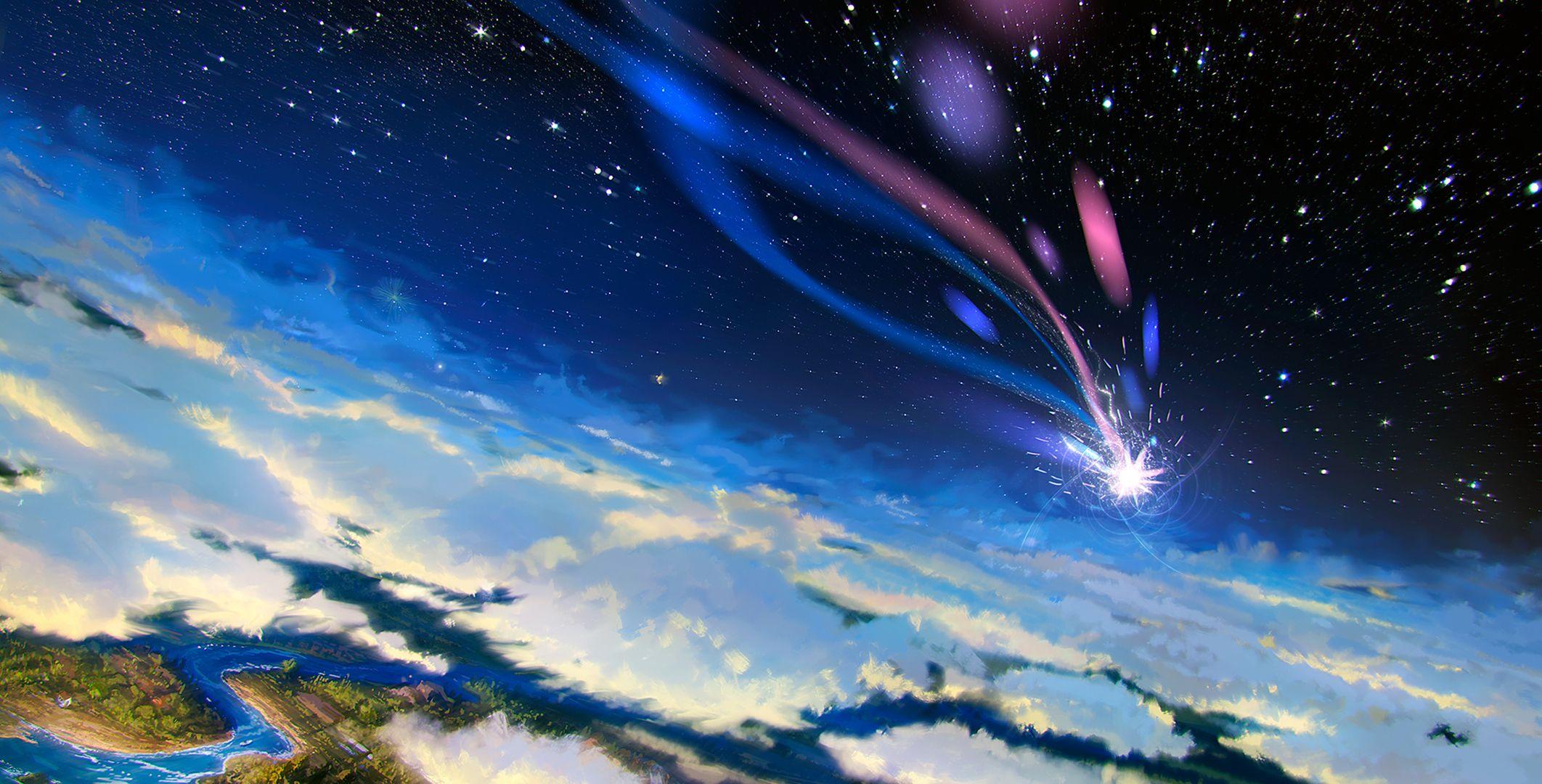 HD wallpaper Anime Sky Shooting Star Stars night star  space  astronomy  Wallpaper Flare