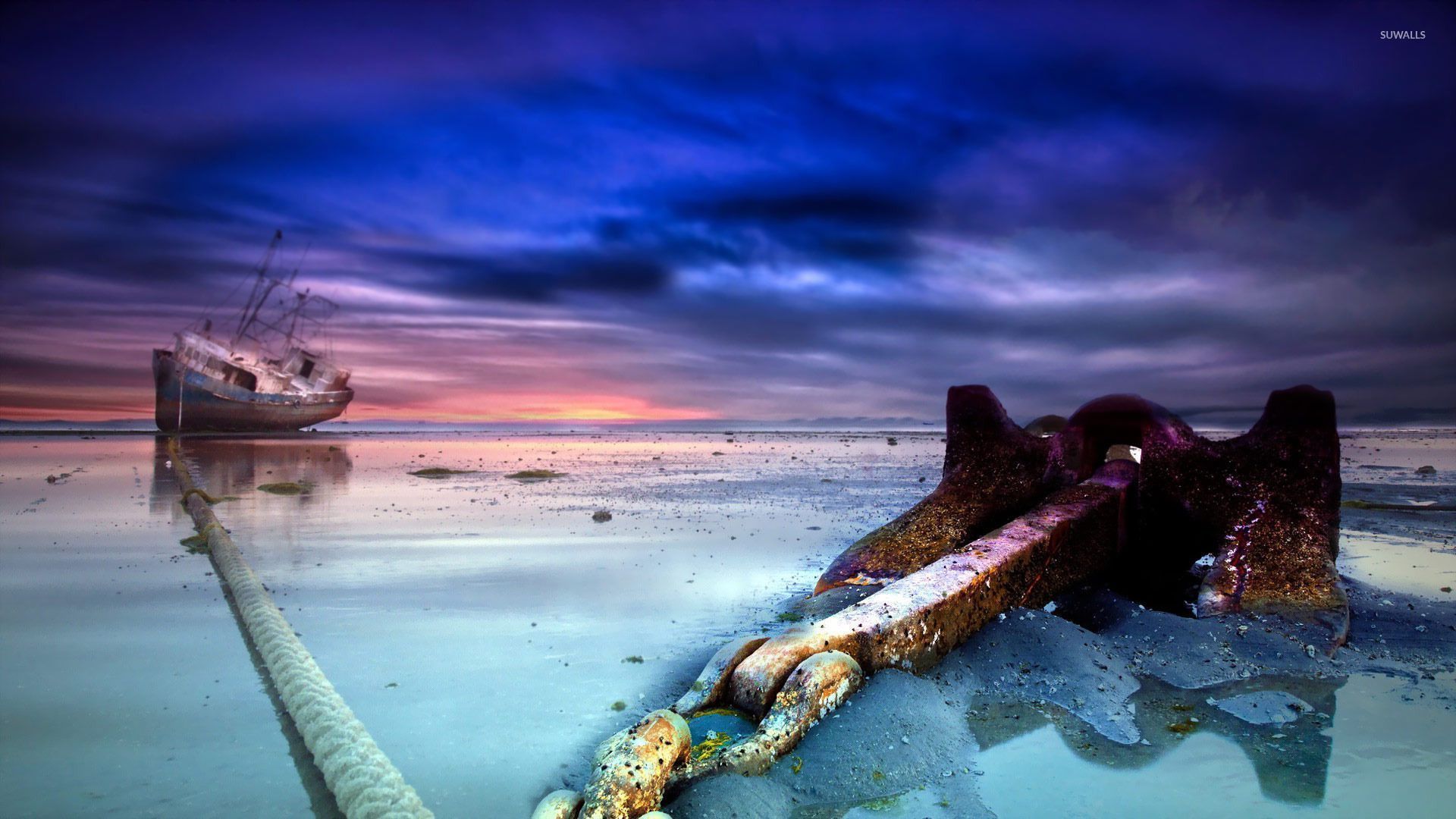 1920x1080 Abandoned ship's anchor wallpaper