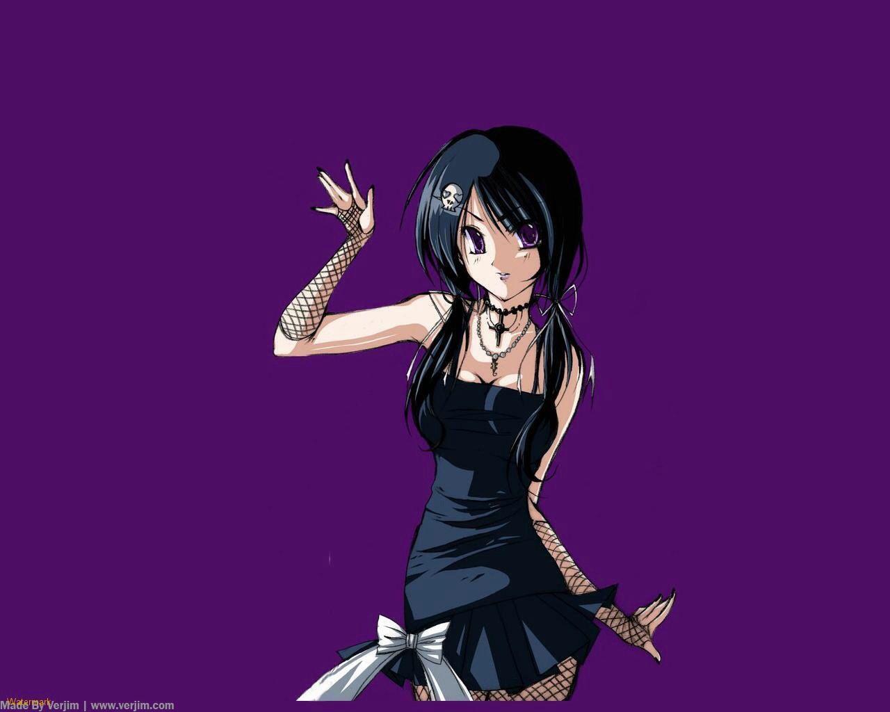 1280x1024 Cute goth girl. Anime Style. Anime style and Goth girls