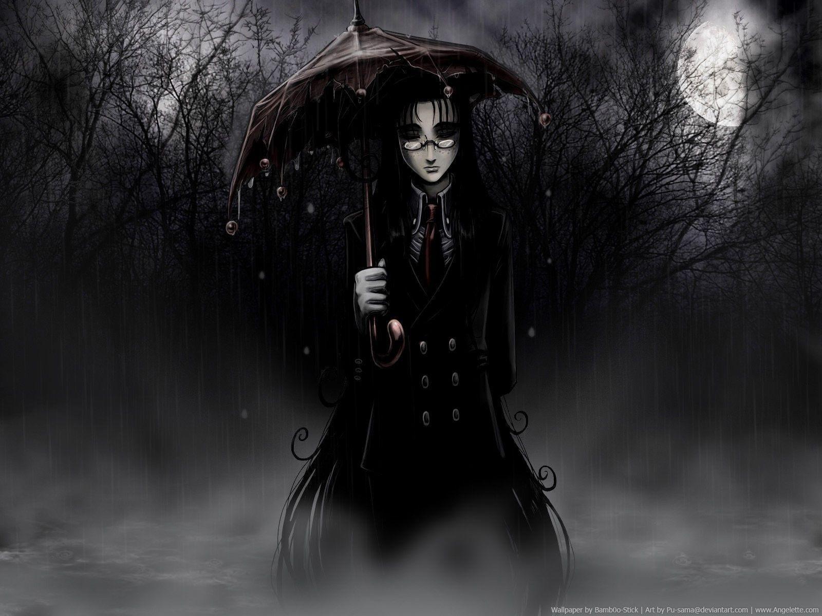 Download Creepy Anime Gothic Girl Monochrome Portrait Wallpaper  Wallpapers com